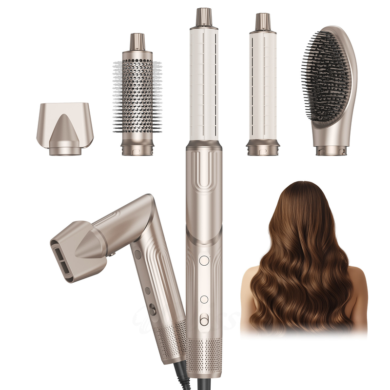 5 en 1 secador de cabello plegable cepillo soplado por viento Turbo de alta velocidad soplado secador de cabello profesional cepillo 500 millones de iones negativos secador de cabello