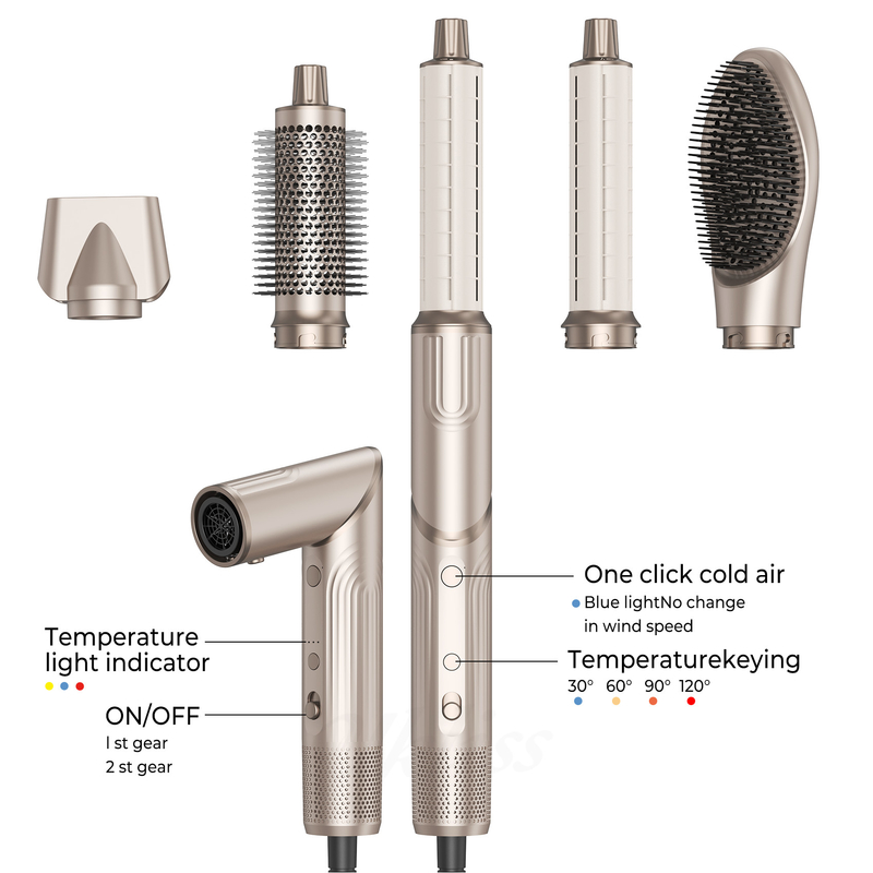 5 en 1 secador de cabello plegable cepillo soplado por viento Turbo de alta velocidad soplado secador de cabello profesional cepillo 500 millones de iones negativos secador de cabello